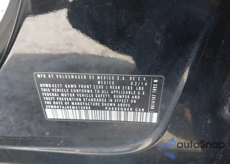 2014 Volkswagen Jetta Se from USA, damaged, VIN 3VWD07AJ6EM413088